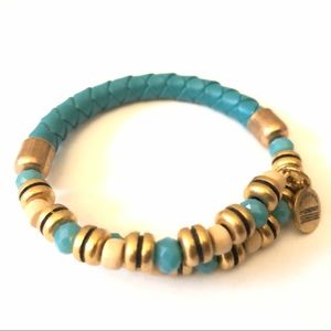 Alex and Ani Uncharted Voyage Teal Leather Wrap Bracelet